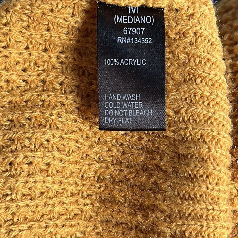 Ambiance Apparel Gold Pullover Sweater Women's Size Medium Long Sleeve Knit Top